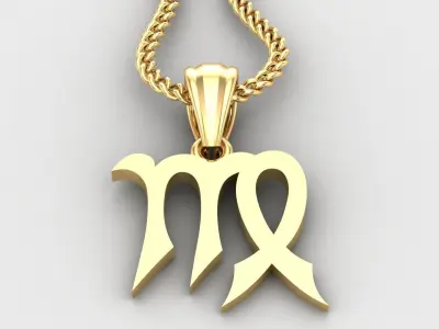 Virgo Light Gold Pendant Version 5 3D print model