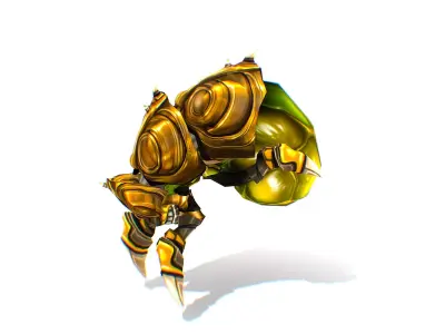 Animated Green Flea Monster Bug Low-poly 3D model