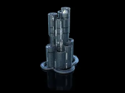 Futuristic Future Modern City Building Skyscraper 02 3D model