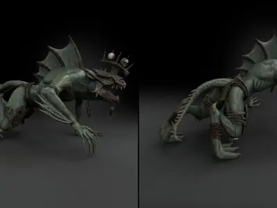 Serpens Dragon Rigged Game Ready Low-poly 3D model