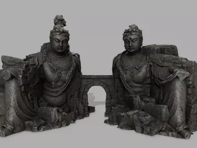 rocks buddha gate Low-poly 3D model