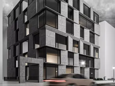 Modern Concrete Office Building Exterior for Urban Architecture 3D model