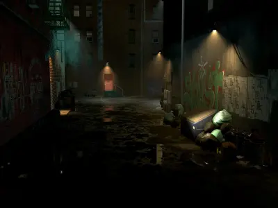 1970 s New York City Alley Low-poly 3D model