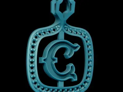 C Letter pendant  3D print model purchase