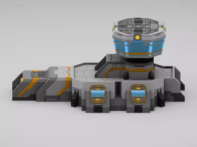 Sci-Fi Military Building - Gate Control Low-poly 3D model