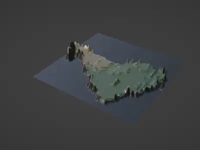 South America Map Topography  Low-poly 3D model