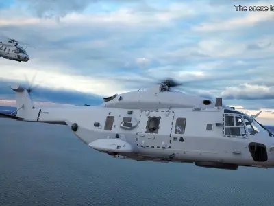  Naval Transport Helicopter Light Grey with Interior Rigged 