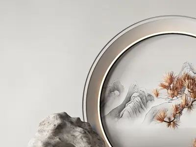 New Chinese Stone Landscape Pine Texture