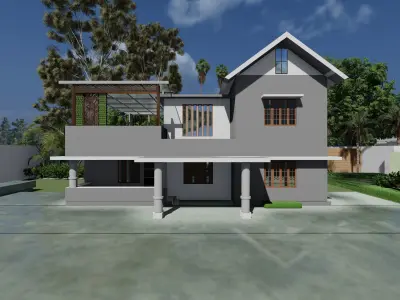 4 BEDROOM HOUSE AT KERALA 3D model