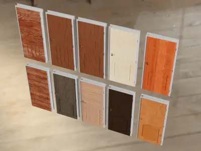wooden door examples Low-poly 3D model