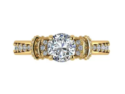 Ring231 gold engagement ring with diamonds 3D print model