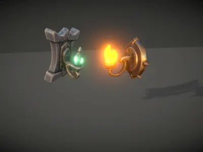 Cartoon Sconce Pack Low-poly 3D model
