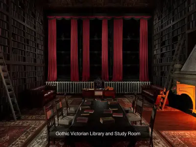 Gothic Fantasy Victorian Library Collection 3D Model Pack