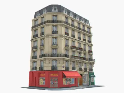 Paris House Collection Low-poly 3D model