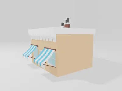 Bake Shop Low Poly 3D Model Low-poly 3D model