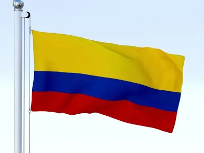 Animated Colombia Flag Low-poly 3D model