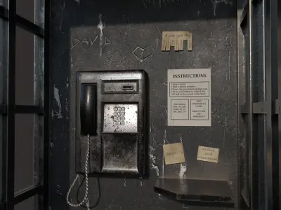 Low Poly Street Telephone Low-poly 3D model