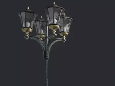 Standart Street Lamp with quad stand 3D model