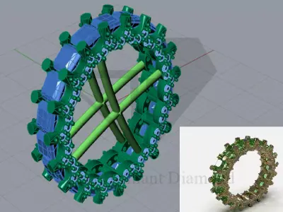 Emerald and Diamond Eternity Ring model rr0144 3D print model