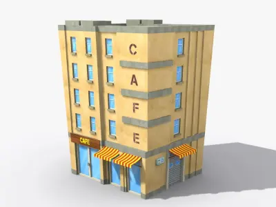 Cartoon Building x30 Low-poly 3D model