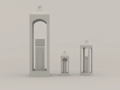 Black Metal Lantern with Candle 3D model