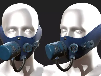 Gas mask respirator scifi futuristic  Low-poly 3D model 18