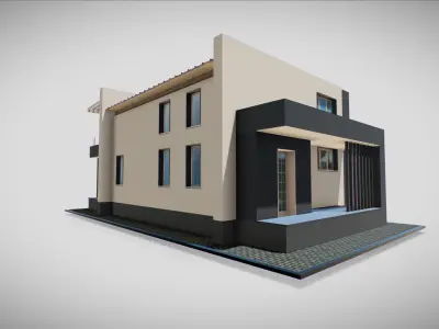 P0020 Residential House High-Tech 03 Low-poly 3D model