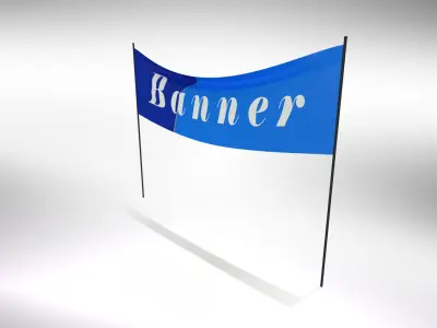 Banner  Poles- Animated Demonstration banner Low-poly 3D model