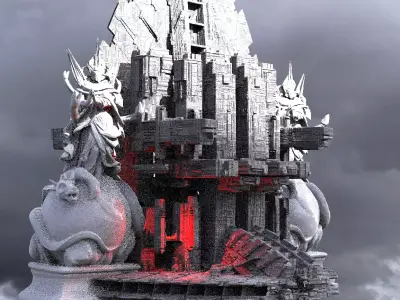 Alien Inquisitor Grand Ship City Kit bash 5 3D model