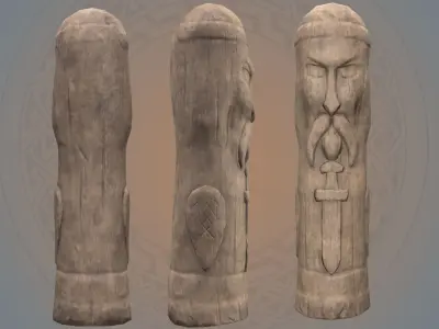 Old Celtic Idol Low-poly 3D model