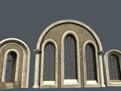 Medieval Window Set  Low-poly 3D model