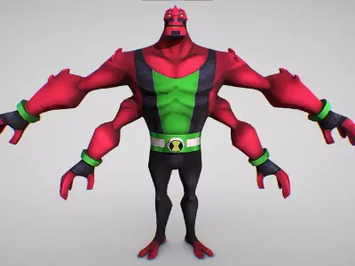 Four Arms - DNA Sample Of a Tetramand - Ben 10 Omniverse Low-poly 3D model