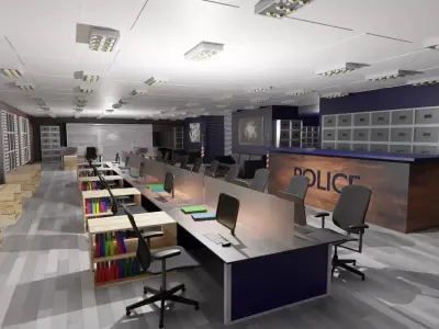 Police Station Low-poly 3D model