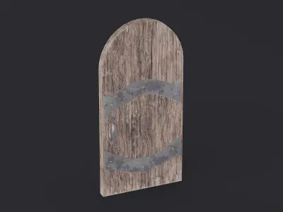 Medieval Door Arched 04 LowPoly Plus HP Low-poly 3D model