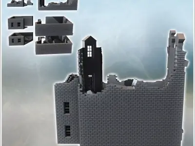 Ruined baroque-style building with a ground-floor shop 13 - Mode 3D print model