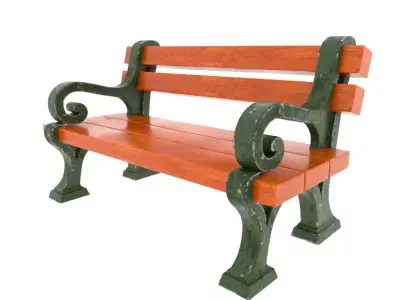 Cartoonish Street bench Low-poly 3D model