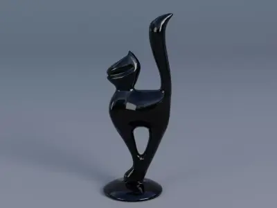 cat sculpture decoration Low-poly 3D model