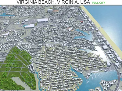 Virginia Beach Virginia USA 60km Low-poly 3D model
