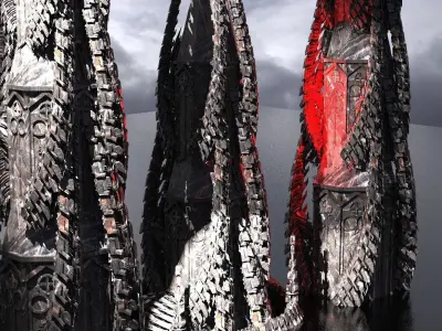 Horror Dark SpineTowers Town Kitbash 1 3D model