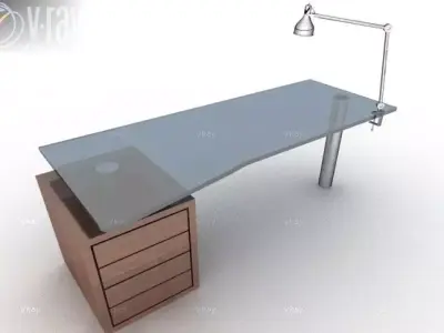 Study Table with lamp 3D model