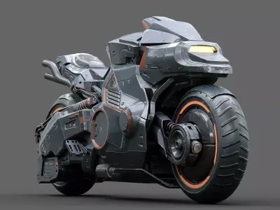 SciFi Motorcycle Low-poly 3D model