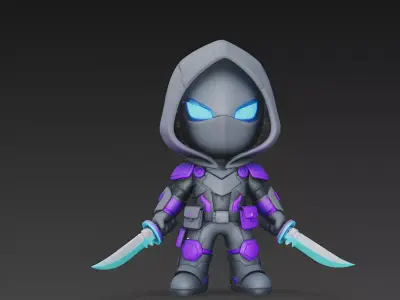 The Neon Shadow Stylized Stealth Assassin 3D Model Low-poly 3D model