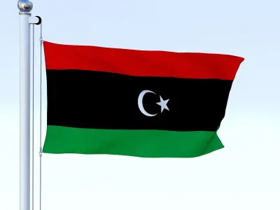 Animated Libya Flag Low-poly 3D model