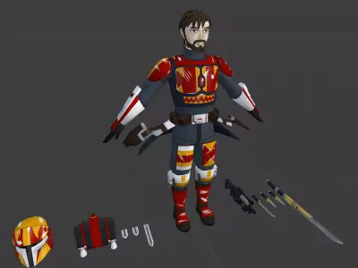 Mandalorian Warrior Low-poly 3D model