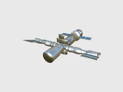 Satellite F08 Aluminum - SciFi Space Design Low-poly 3D model