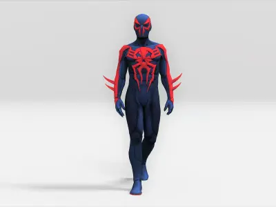 Spiderman 2099 Rigged Animated Low-poly 3D model