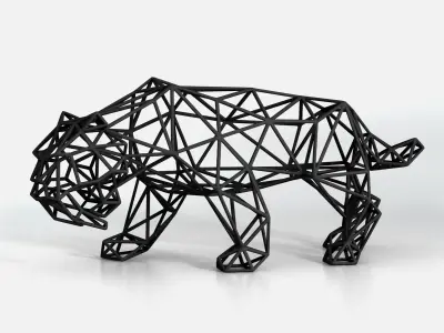 Saber Toothed Tiger Wireframe 3D print model