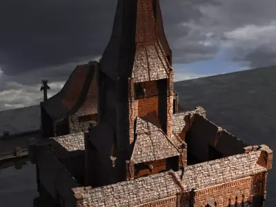 Lizard Cult Cathedral Kitbash 3 3D model