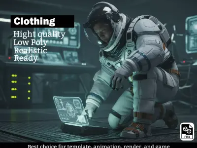 Futuristic Cosmonaut Uniform - High Quality Space Armor Low-poly 3D model