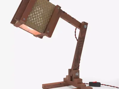 Wooden table lamp Low-poly 3D model